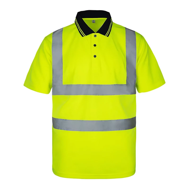 Hi Vis Construction Long Sleeve T Shirt Hi Vis Workwear Reflective Safety Polo T Shirt With Reflective Tapes