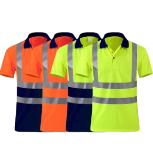 Hi Vis Construction Mining Unisex Custom High Visibility Breathable Work Shirt Workwear 100% Polyester Reflective Safety Polo