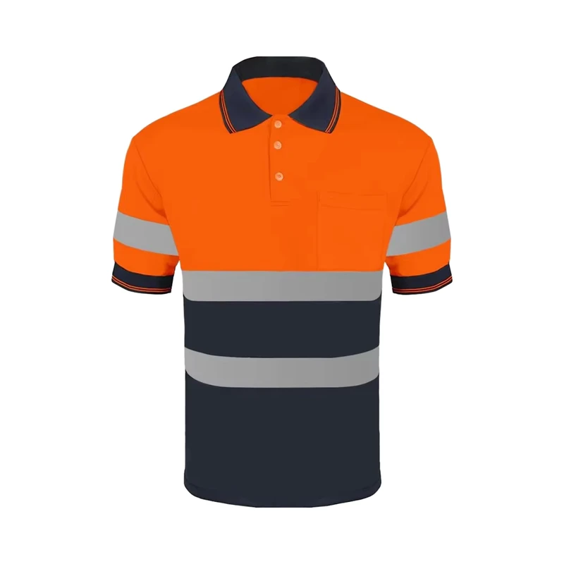 Hi Vis Construction Polo Shirt for Men Reflective Safety Clothing for Work & Outdoor Activities