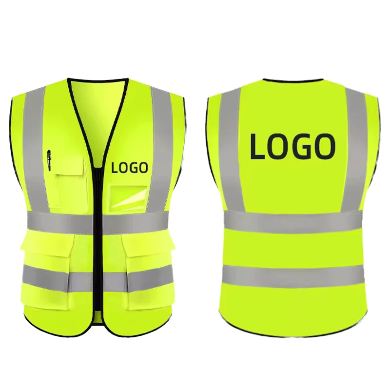 Hi Vis Construction Security Vest with Pockets