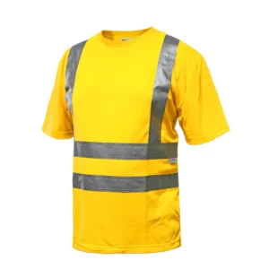 Hi Vis Construction Short Sleeve Shirt Workwear Safety T Shirt With Reflective Tapes