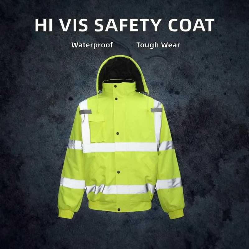 Hi Vis Cotton Bomber Jacket with Reflective Safety Tape