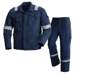 Hi Vis Cotton Fire Resistant Workwear 2 Piece Set Jacket & Pants Reflective Safety FR FRC Work Uniform for Oil & Gas Workers