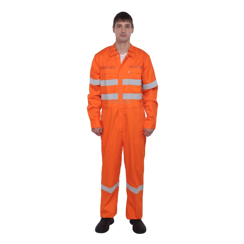 Hi Vis Cotton Flame Resistant Boiler Suit Safety Clothing Reflective Work Uniform Coverall