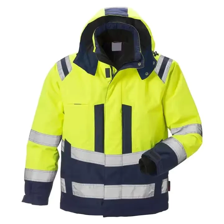 Hi Vis Custom Construction Workwear Reflective Safety Work Jacket Winter Waterproof Worker Security Clothing Coat Mechanical Men