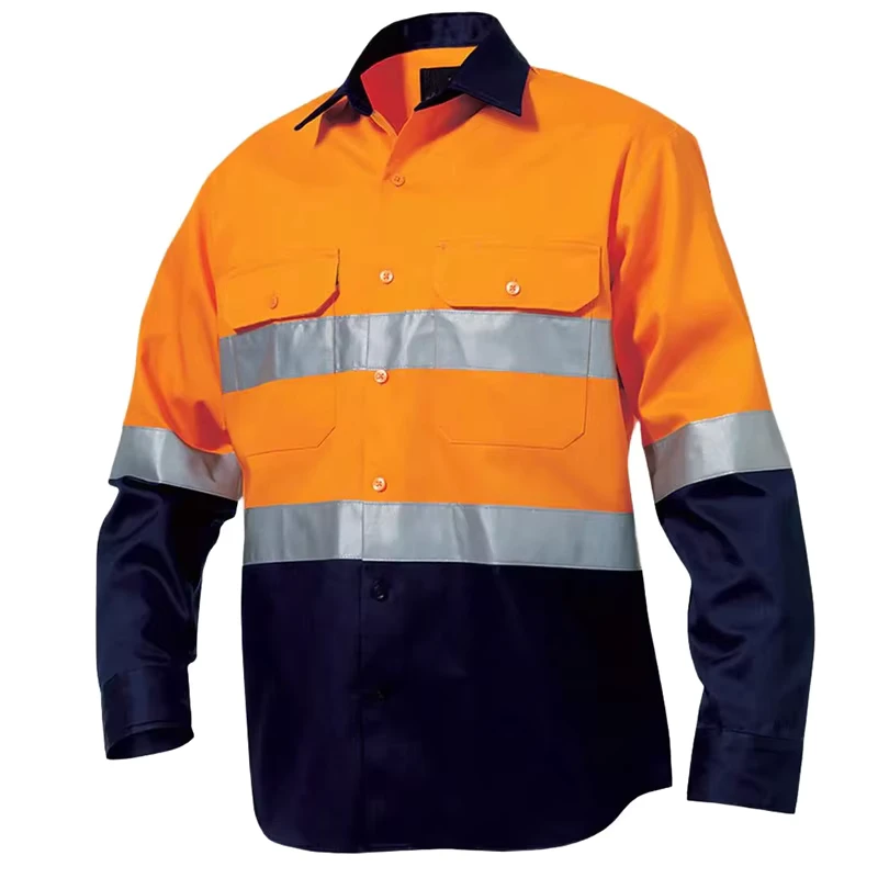 Hi Vis Custom Logo Worker Shirts High Visibility Road Traffic Safety Reflective Work Clothes Workwear Mining Construction