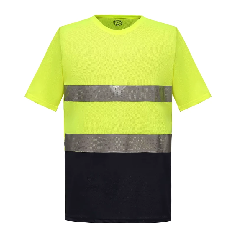 Hi Vis Customized Fluorescent Reflective T Shirt for Construction Workers Fashion Safety Work Shirt with Logo