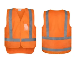 Hi Vis Day Night Safety Vest AS/NZS 4602.1 100% Polyester Zippered Orange TTMC Vest with Pockets