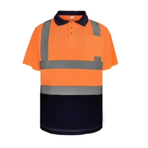 Hi Vis Design Combined Black Work Shirt Men Outdoor Work Reflective Safety Work Polo Tee Shirt