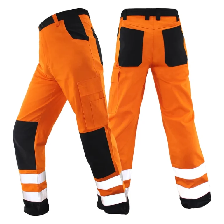 Hi-Vis-EN-ISO204471-Orange-Pure-Cotton-Reflective-Safety-Trousers-Workwear-Orange-Cargo-Work-Pants-for-Road-Safety-Pant
