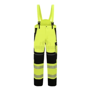 Hi Vis FR Cotton Polyester Cargo Work Pants Yellow Black Flame Retardant Anti Static Welding Fire Resistant Uniform