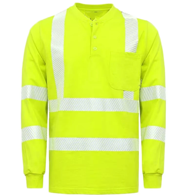 Hi Vis FR Polo Shirt NFPA 2112 ASTM F1506 Certified Flame Resistant Reflective Safety Workwear