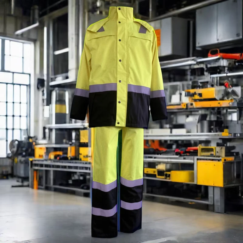 Hi Vis FR Workwear Uniform Two Piece Jacket and Pant Flame Retardant Waterproof for Adults