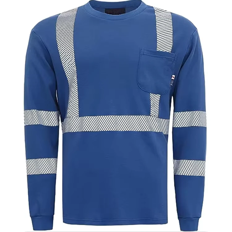 Hi Vis Flame Resistant 7oz Men's Safety T Shirt Reflective Tape EN 11612 NFPA 2112 Certified for Welding Oil Petrochemical
