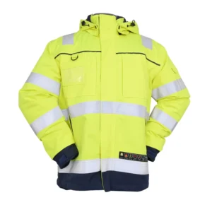 Hi Vis Fluorescent Quilted Hooded Flame Retardant Reflective Safety Jacket