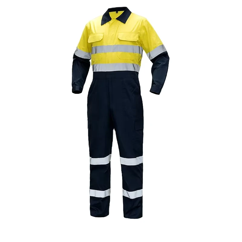 Hi Vis Fluorescent Work Coveralls Factory Supplied Reflective Safety Scrubs Uniforms Overall Workwear