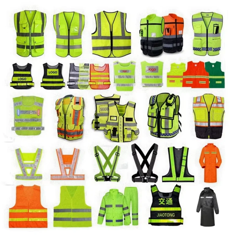 Hi-Vis-Fluorescent-Work-Vest-with-Pockets-Blue-and-White-Windproof-Reflective-Safety-Vest