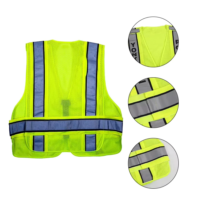 Hi-Vis Fluorescent Yellow Breathable Reflective Safety Vest for Road Construction