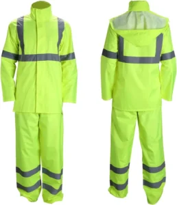 Hi-Vis Heavy-Duty Polyester PVC Rain Suit for Motorcycle Riding