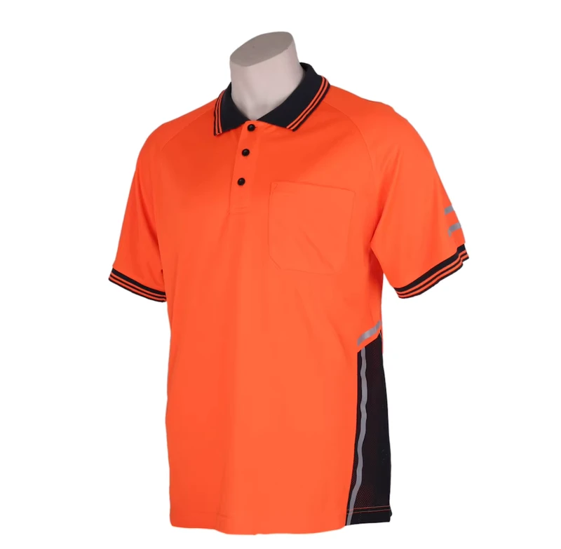 Hi Vis High Visibility Reflective Safety Short Sleeve Shirts Orange Fluorescent Polo T Shirt