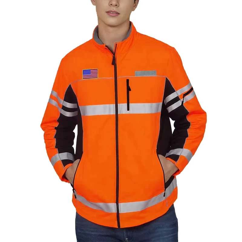 Hi Vis Jacket Safety Workwear Reflective High Visibility Work Suit Waterproof Raincoat for Men High visibility flannel shirts