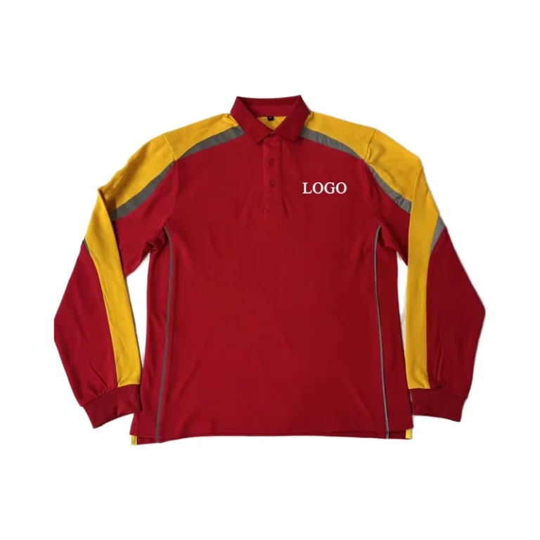 Hi-Vis-Long-Sleeve-Construction-Worker-Polo-Shirt-Cotton-Back-Micromesh