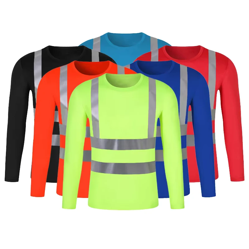 Hi Vis Long Sleeve Shirt Workwear T Shirt Custom High Visibility Reflective Safety T Shirt Construction T shirt