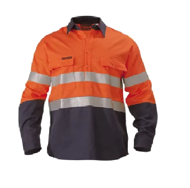 Hi Vis Long Sleeve Work Shirt Custom Safety Shirt From Chinese Factory