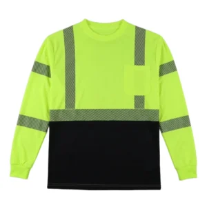 Hi Vis Long Sleeve Work Shirt Reflective Safety T Shirt Men High Visibility Breathable Bird Eye Mesh Construction Clothing