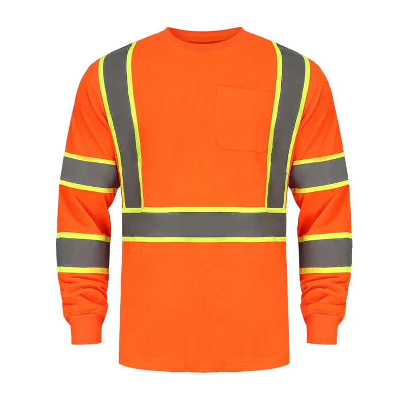 Hi Vis Long SleeveT-Shirt Two Tone Reflective T-Shirts High Visibility Long Sleeve Safety T-Shirt
