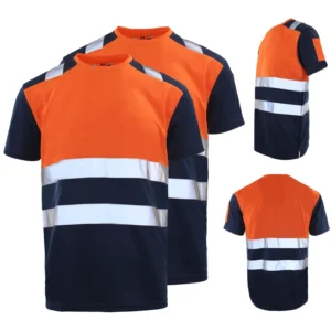 Hi Vis Mesh Safety T Shirt Short Sleeve Breathable Reflective Summer Industrial Workwear Construction ANSI Certified Custom Logo