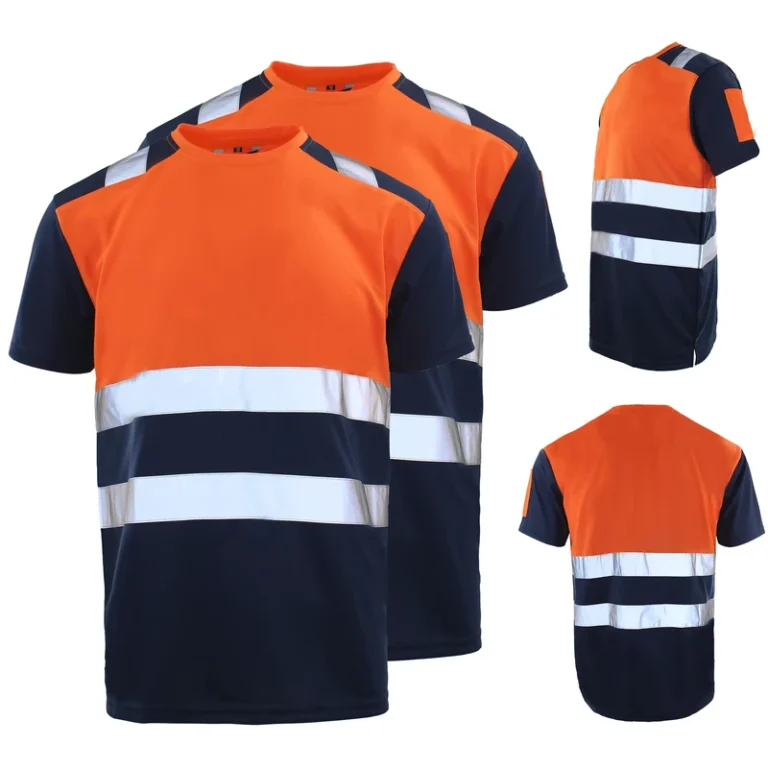 Hi-Vis-Mesh-Safety-T-Shirt-Short-Sleeve-Breathable-Reflective-Summer-Industrial-Workwear-Construction-ANSI-Certified-Custom-Logo