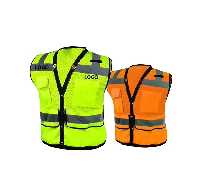 Hi Vis Multi Pocket Zipper Construction Security Guard Reflective Safety Vest