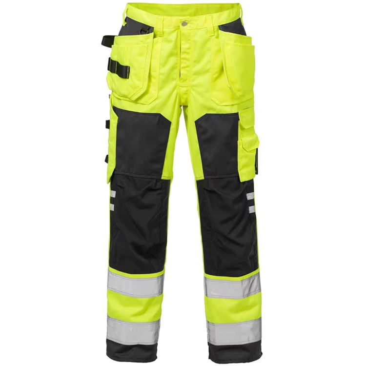 Hi Vis Multi pockets Safety Pants High Visible Working OEM Industrial Trousers Safety Reflective Work Pants for Men