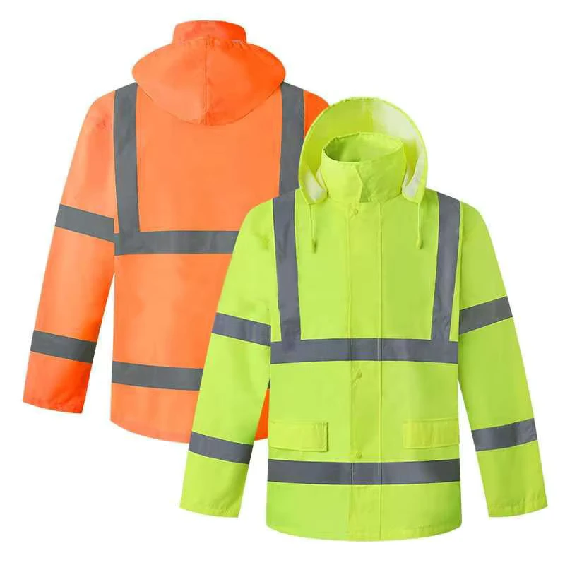 Hi Vis New Standard CE Contrast Waterproof Safety Reflective Raincoat Safety Clothing