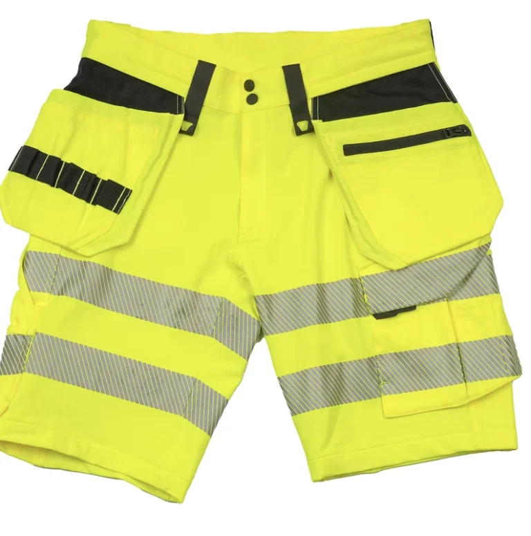 Hi-Vis-OEM-Reflective-Water-Proof-ANSI-Class-2-1-Safety-Work-Short-Pants-with-Stretch-and-Multifunctional-Pockets