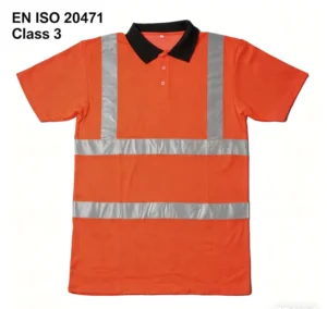 Hi Vis Orange FR Cotton Polyester Short Sleeve Safety Reflective ANSI EN Certified Customized Logo Construction Polo Shirt