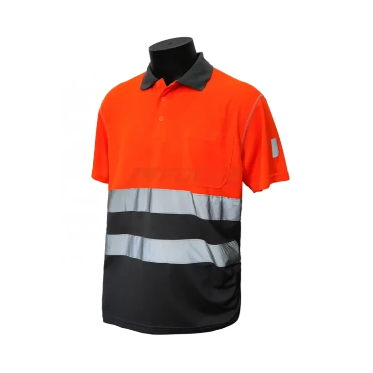 Hi-Vis-Polo-Shirt-Fluorescent-Orange-Retro-Reflective-Tapes-Summer-Safety-Hi-viz-Short-Sleeve-Polyester-Polo-Shirt