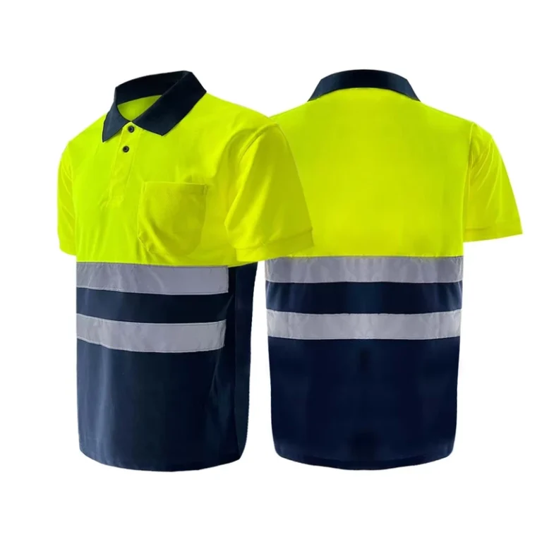 Hi-Vis-Polo-Shirt-Safety-Fluo-Yellow-Reflective-Work-High-Visibility-Customizable-with-Logo-Made-of-Polyester