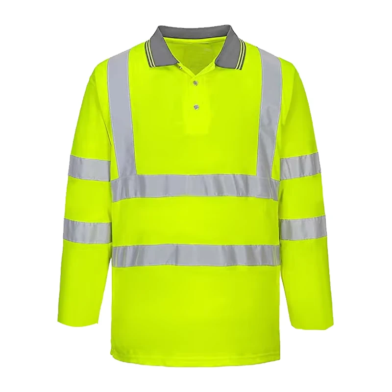 Hi Vis Polo Shirts Long Sleeve T Shirts Workwear Safety Reflective Tape Construction Tshirts