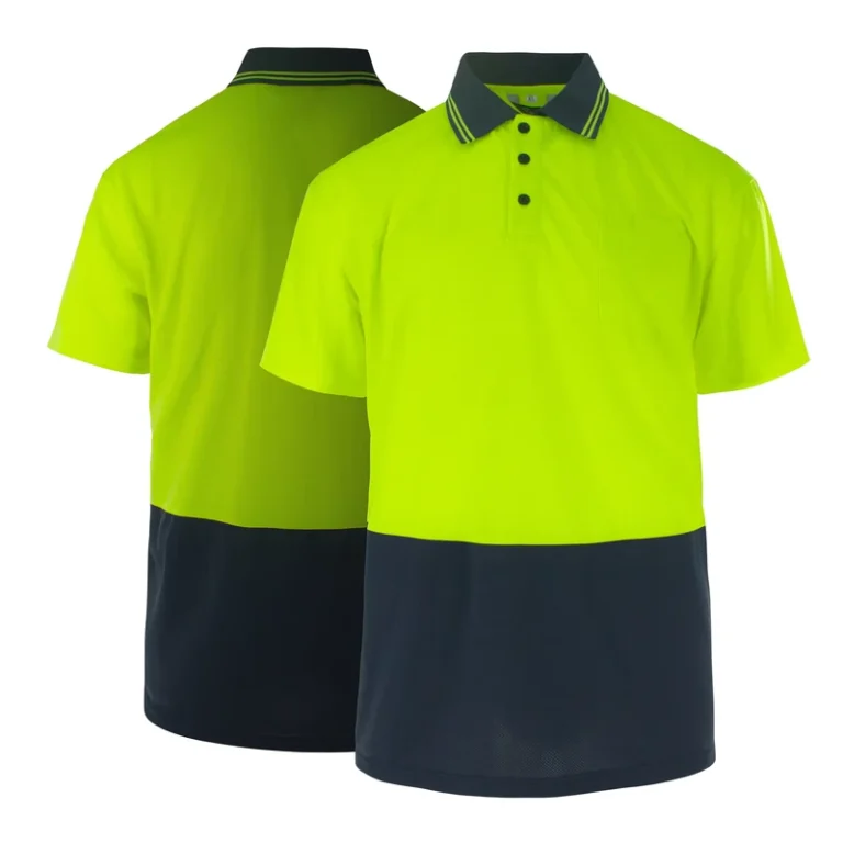 Hi-Vis-Polo-Shirts-with-LED-Flash-Short-Sleeve-Safety-Camisas-in-Orange-and-Green-Reflective-Customizable-Logo-FG-18S
