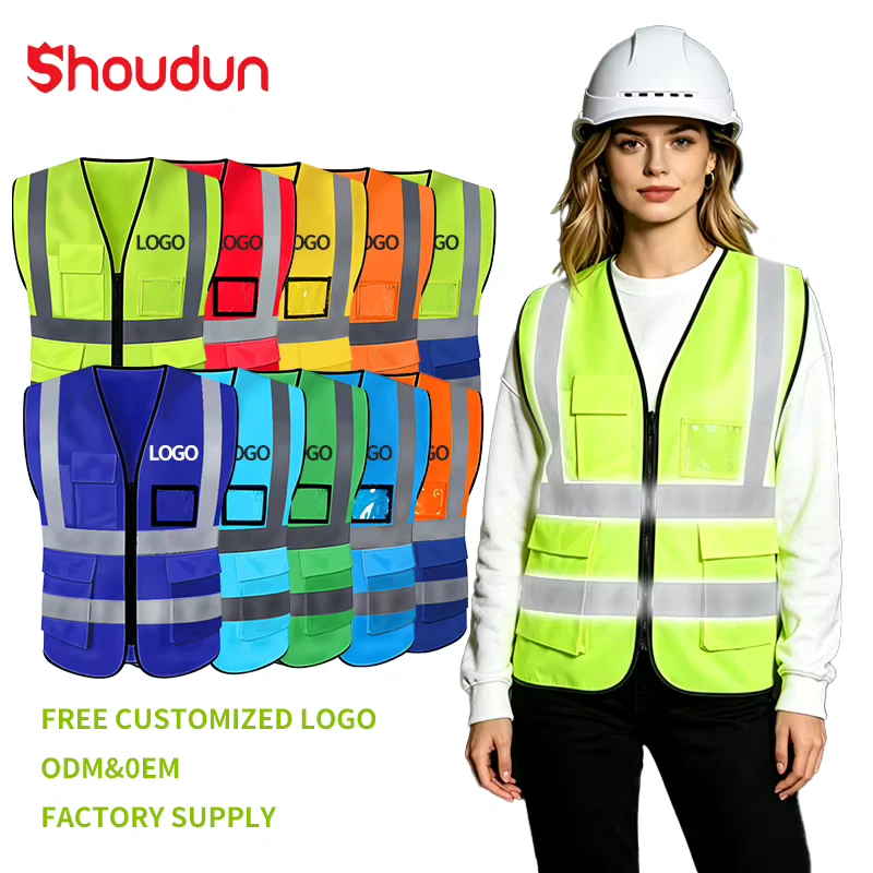 Hi Vis Polyester Breathable Fluorescent Reflective Safety Vest for Adults Class 2