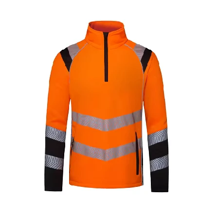 Hi Vis Polyester Sweatshirt Customized Half Zip Fleece Top with Multiple Sizes and Logo for Workwear