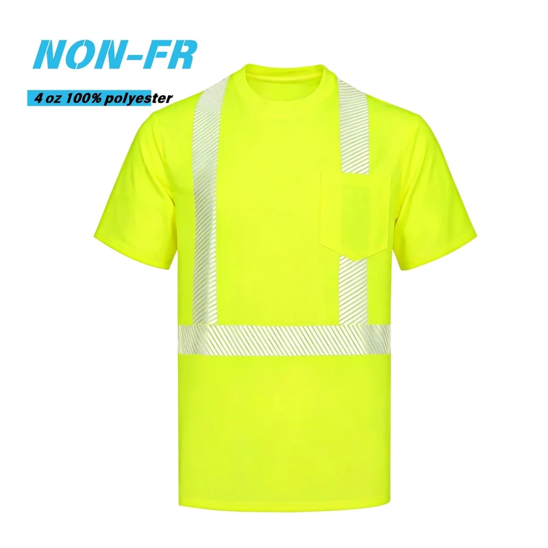 Hi Vis Quick Dry Reflective Safety T Shirt 100% Polyester Mesh Work Tee 4OZ High Visibility Breathable Safety TS132B