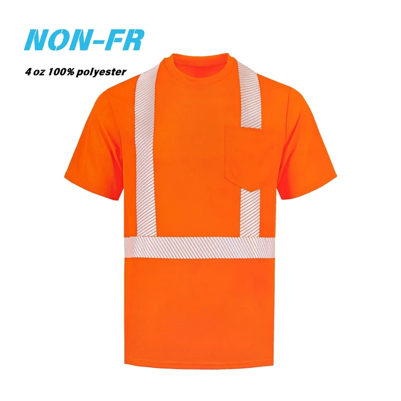 Hi Vis Quick Dry Reflective Safety T Shirt 100% Polyester Mesh Work Tee 4OZ High Visibility Breathable Safety TS132B