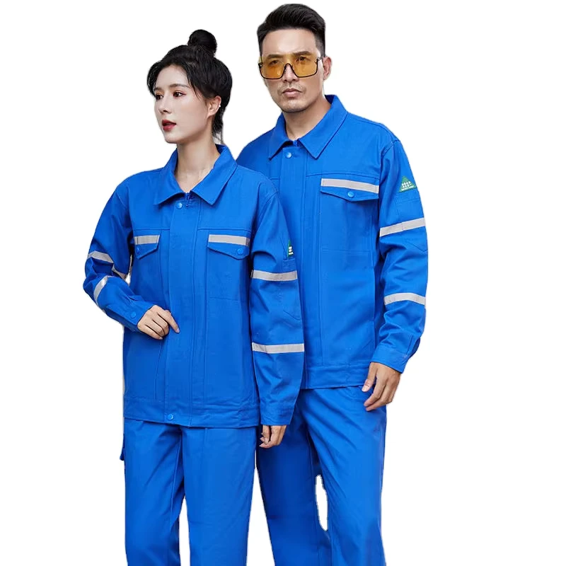 Hi Vis Reflective 100% Cotton Workwear Mechanic Industrial Labor Uniform Construction Oil Mining Repair Work Clothing Suit