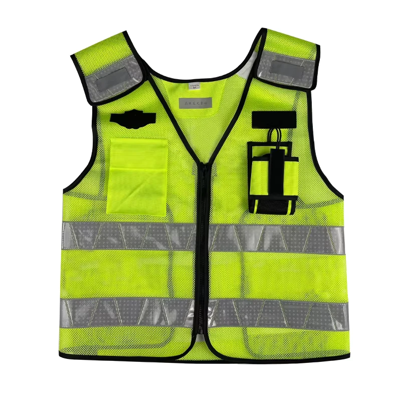 Hi-Vis Reflective ANSI Class 1 EN ISO 20471 Lightweight Mesh Safety Vest for Traffic Control and Road Safety