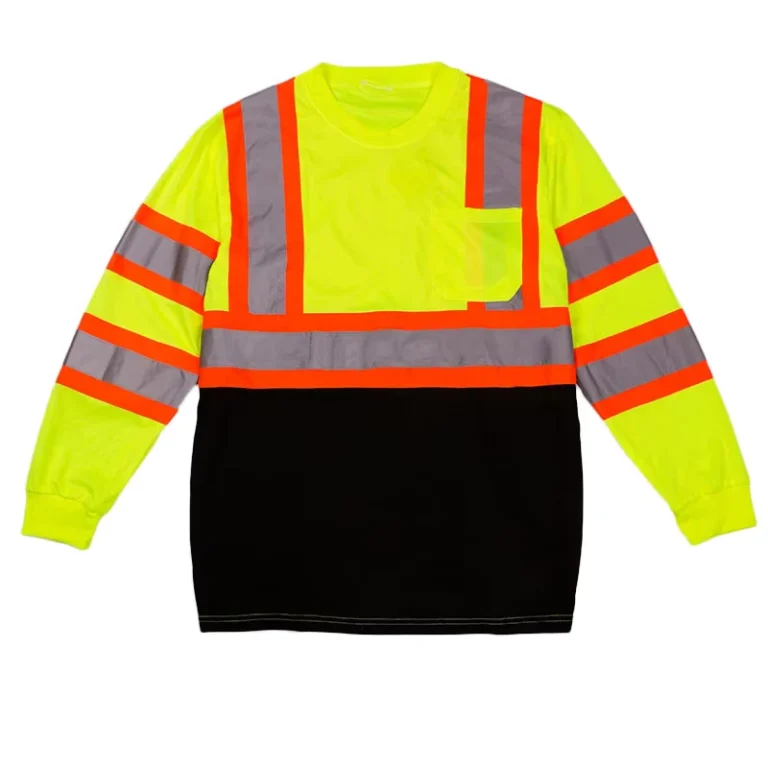 Hi-Vis-Reflective-ANSI-Class-3-LED-Flash-Polyester-Safety-Shirt-Long-Sleeve-Customized-Logo-Front-Back-Work-Wear