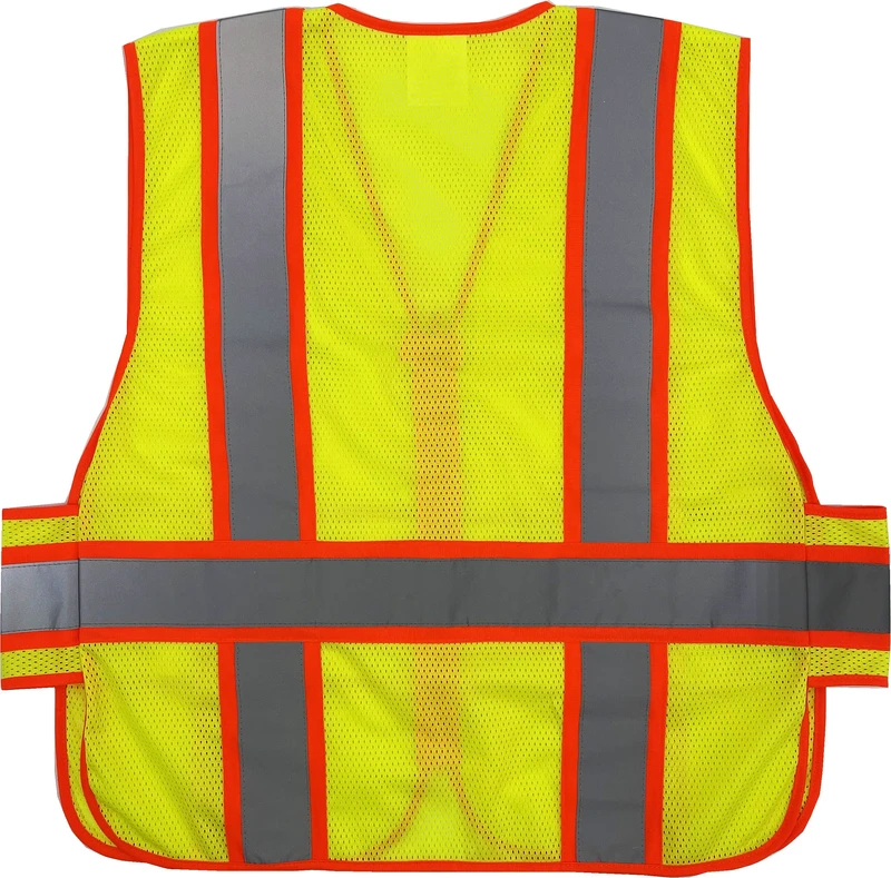 Hi-Vis Reflective ANSI EN ISO Class 2 Safety Vest with Multi-Pockets and Breathable Mesh for Engineering and Security Work