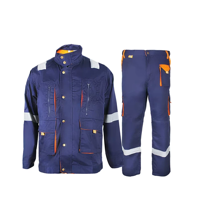 Hi Vis Reflective Anti Cut Anti Static Level D Protection Cotton Construction Worker Uniform Shirt Pant Overall